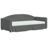 Daybed with Trundle and Drawers Dark Grey 90x190 cm Fabric 3197264