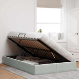 Storage Bed with Mattress Light Grey 120 x 200 cm Velvet 3370088