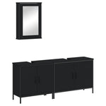 ZNTS 3 Piece Bathroom Furniture Set Black Engineered Wood 3214790