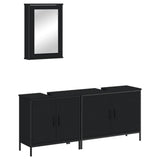 ZNTS 3 Piece Bathroom Furniture Set Black Engineered Wood 3214790