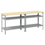 Work Bench Set with Shelf 2 pcs Beige and Grey 200 x 55 x 85 cm 3321390