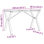 ZNTS Dining Table Legs Y-Frame 120x60x73 cm Steel 357934