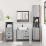 ZNTS 3 Piece Bathroom Furniture Set Grey Sonoma Engineered Wood 3301058