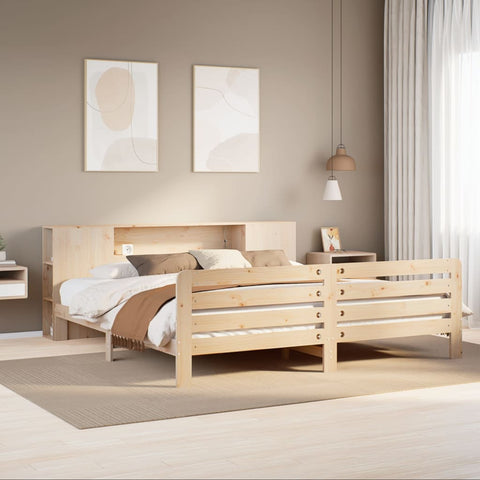 ZNTS Bed Frame without Mattress 200x200 cm Solid Wood Pine 3309890