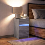 ZNTS Bedside Cabinet with LED Lights Grey Sonoma Engineered Wood 852017