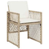 5 Piece Garden Dining Set with Cushions Beige Poly Rattan 3210718