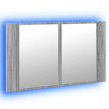 LED Bathroom Mirror Cabinet Grey Sonoma 80x12x45 cm Acrylic 834952