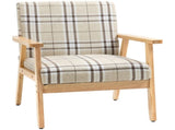Modern One Seater Sofa for Living Room, Linen Fabric Small Couch with Rubber Wood Frame, Armrests, T3398P341261