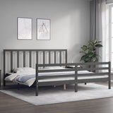 Bed Frame without Mattress Grey 200x200 cm Solid Wood Pine 3193813