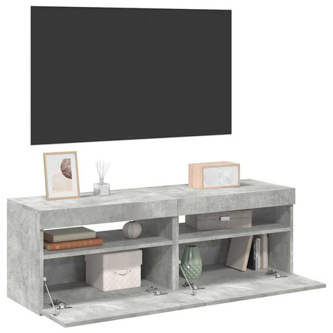 TV Cabinets with LED Lights 2 pcs Concrete Grey 60x35x40 cm 804418