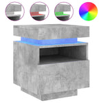 ZNTS Bedside Cabinet with LED Lights Concrete Grey 40x39x48.5 cm 836790