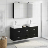 Bathroom Furniture Set 4 pcs Black Oak 3406816