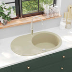 ZNTS Granite Kitchen Sink Single Basin Oval Beige 144866