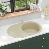 ZNTS Granite Kitchen Sink Single Basin Oval Beige 144866