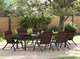 Garden Dining Set 7 pcs Brown Powder-Coated Steel 3379266