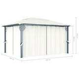 Gazebo with Curtain 400 x 300 cm Cream Aluminium 48044