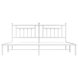 Bed Frame White Powder-Coated Steel 193 x 203 cm Bed Frame 353592