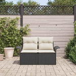 Garden Sofa with Cushion Black 141 x 62 x 69cm Poly Rattan 42006702