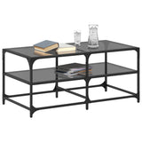 Coffee Table with Black Glass Top 98.5x50x45 cm Steel 846013