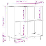 Record Cabinet Concrete Grey 84.5x38x89 cm Engineered Wood 831776