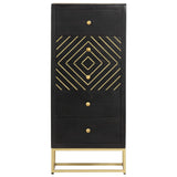 Drawer Cabinet Black and Gold 45x30x105 cm Solid Mango Wood 286513