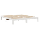 ZNTS Family Bed Frame No Mattress White 270x200 cm Solid Wood Pine 3324569