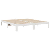 ZNTS Family Bed Frame No Mattress White 270x200 cm Solid Wood Pine 3324569