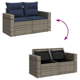 6 Piece Garden Sofa Set with Cushions Grey Poly Rattan Acacia 3326302