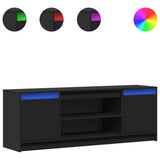 TV Cabinet with LED Black 139.5x34x50 cm Engineered Wood 852195