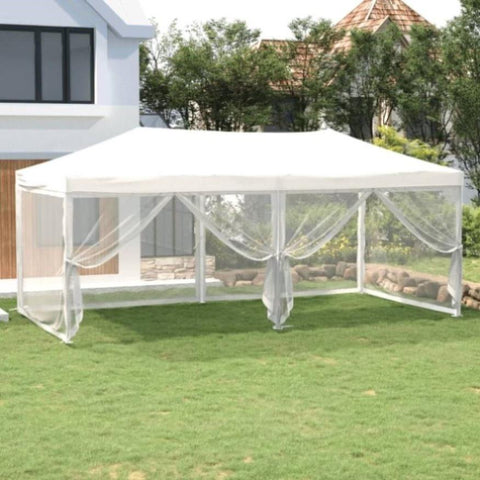 ZNTS Folding Party Tent with Sidewalls White 3x6 m 93552