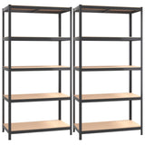 5-Layer Shelves 2 pcs Anthracite Steel&Engineered Wood 152868