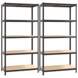 5-Layer Shelves 2 pcs Anthracite Steel&Engineered Wood 152868