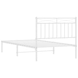 Metal Bed Frame without Mattress with Headboard White 100x190cm 373734