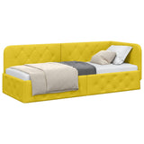 Corner Bed Frame with Headboard Yellow 80 x 200 cm Velvet 42016519