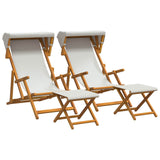Deck Chair 4 pcs 3 Position Solid Eucalyptus Wood Cream 3407800