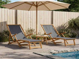 Folding Sun Lounger 2 pcs 3 Position Solid Eucalyptus Wood Grey 3407820