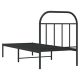 Metal Bed Frame without Mattress with Headboard Black 75x190cm 353625