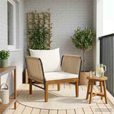 Garden Chair with Cushions Solid Acacia Wood & Rope Natural 42022079