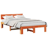 Bed Frame with Headboard Wax Brown 120 x 190 cm Solid Pine Wood 872664