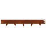 Lawn Edging 50 pcs 100 x 15 cm Steel Rusty 8008573