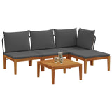 5 pcs Garden Lounge Set with Cushions Solid Acacia Wood & Rope 3407735