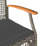 Garden Chairs with Cushions 4 pcs Grey Poly Rattan Acacia Wood 366252