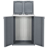 Trash Bin with 2 Doors Grey 65x45x88 cm PP 364058