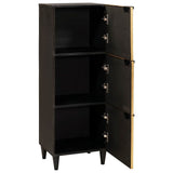 Side Cabinet Black and Gold 40 x 33.5 x 110 cm Solid Mango Wood 4017857