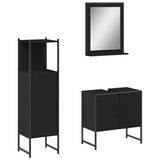 3 Piece Bathroom Cabinet Set Black Engineered Wood 3214344