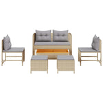 Garden Sofa Set 6 pcs Beige and light grey Poly Rattan 4104704