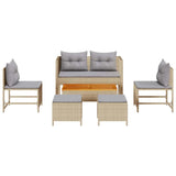 Garden Sofa Set 6 pcs Beige and light grey Poly Rattan 4104704