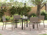 Garden Dining Set with Cushion 5 pcs Grey Poly Rattan 3379710