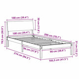 Bed frame Brown and dark grey 100 x 200 cm Solid pine wood 878560
