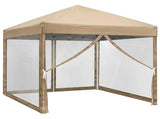 10'x10' Pop Up Screen Canopy Tent, Khaki 210D Oxford Instant Folding Gazebo with 4 Mesh Sidewalls 84345023